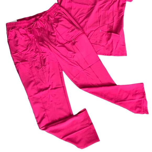 NWT Hot Pink Scrubstar Performance Yoga Scrub Pants- Size XS - Picture 4 of 8